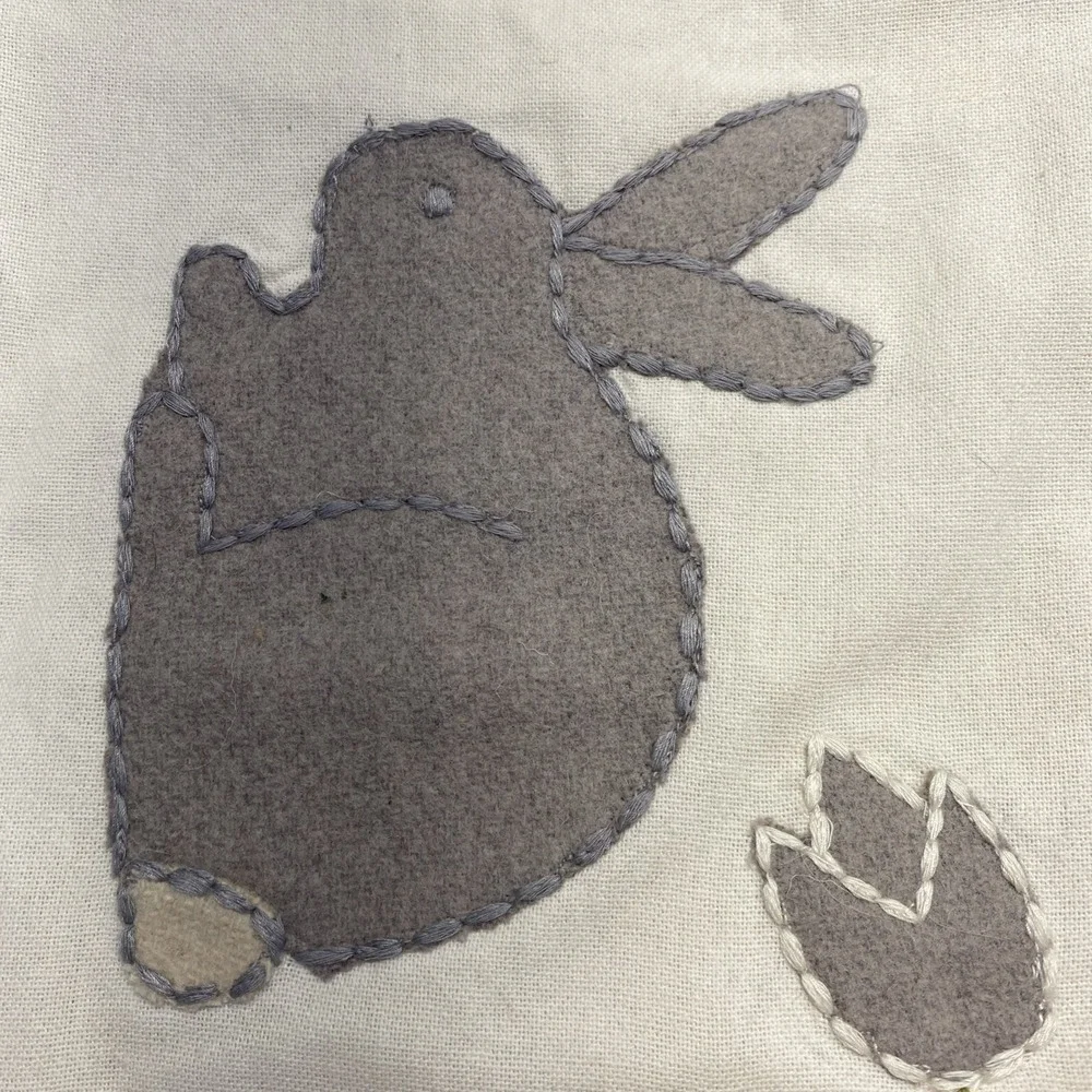 Rachel Ashwell Farmhouse Table Runner 14x72 Easter Bunny Spring Embroidered
